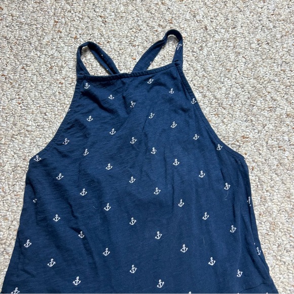 Roxy Romper Navy Blue Anchor Print Sleeveless Criss Cross Back Size Medium - Picture 2 of 13